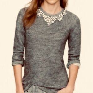 J Crew Gray Jewel embellished long sleeve sweatshirt top XS